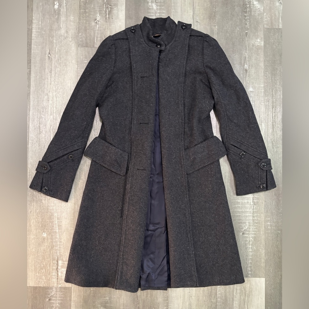 UNION Men's Charcoal Wool-Blend Long Coat - Dark Gray